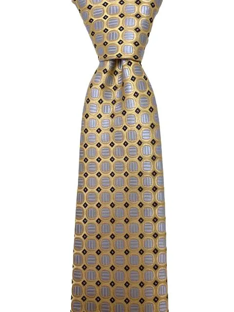 Silver, Gold & Brown Silk Tie