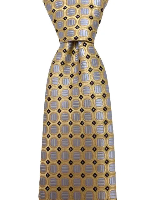 Silver, Gold & Brown Silk Tie