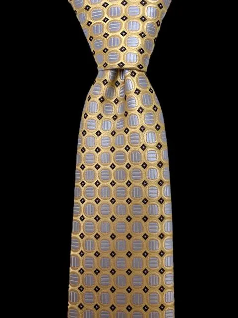 Silver, Gold & Brown Silk Tie