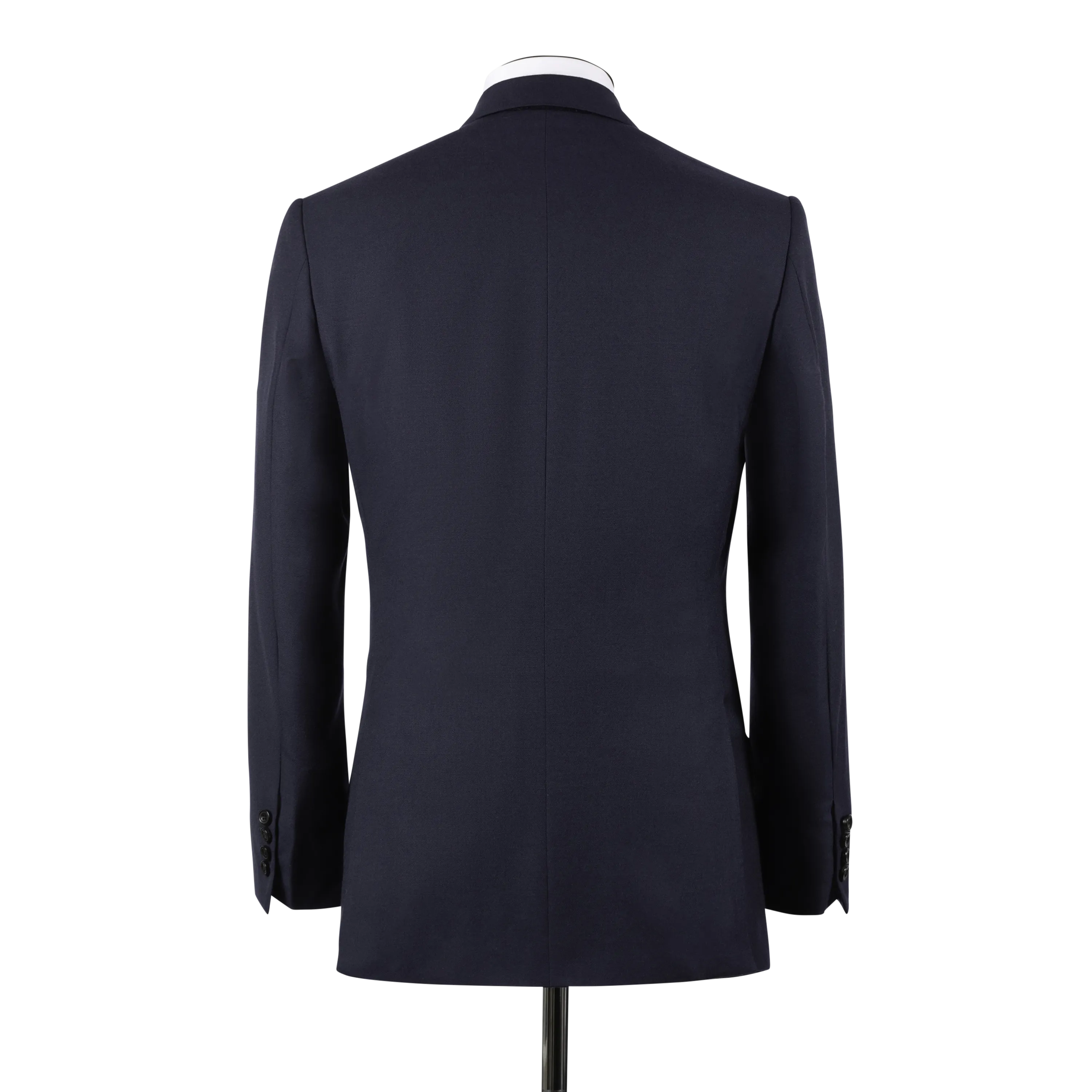 Single Breasted Notch Lapel Suit in Dark Navy Blue Plain Weave