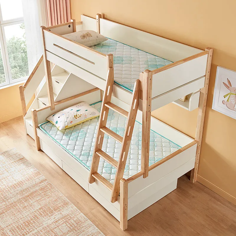 Solid Wood Bunk Bed with Mattress for Kids