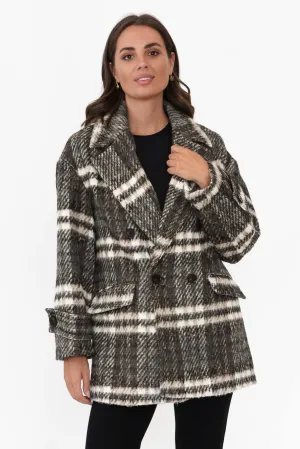 Songbird Charcoal Check Oversized Short Coat