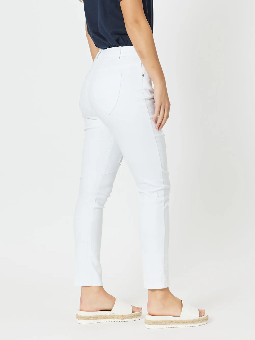 Taylor Patch High Rise Skinny Leg Jeans - White