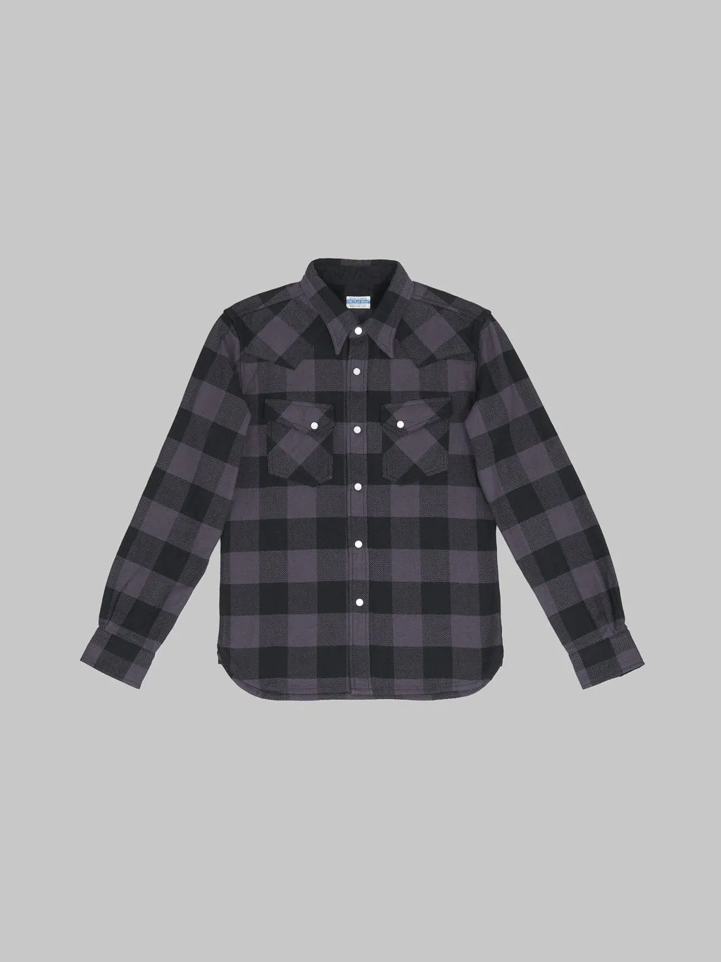 The Flat Head Block Check Flannel Western Shirt Grey/Black