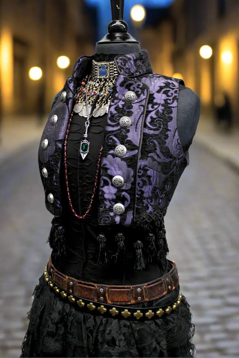 TOREADOR VEST - PURPLE/BLACK TAPESTRY