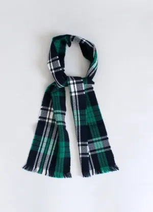 Vintage 1960s Green and Blue Plaid Scarf