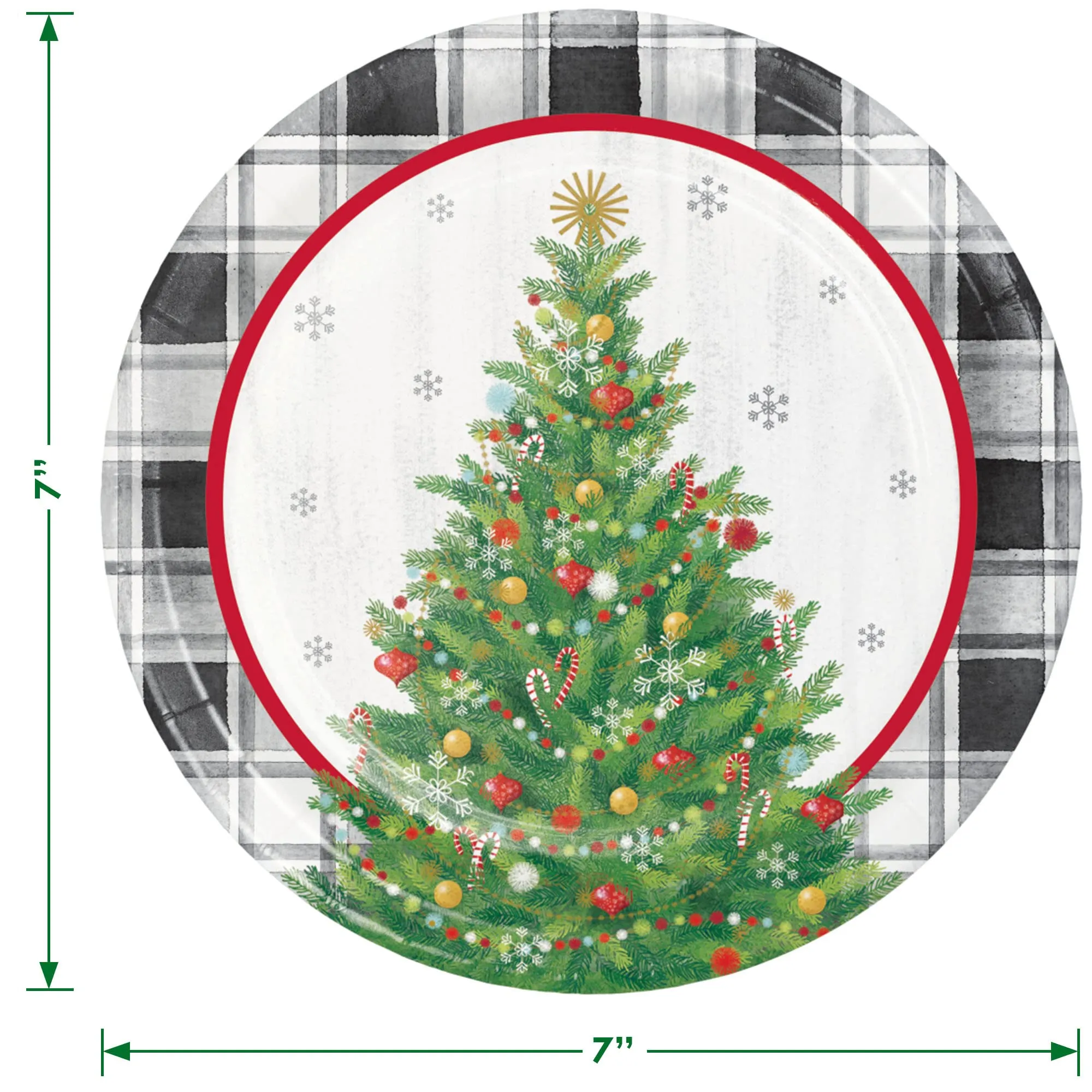 Vintage Christmas Tree Holiday Party Paper Plates, Napkins, and Forks (Serves 16)