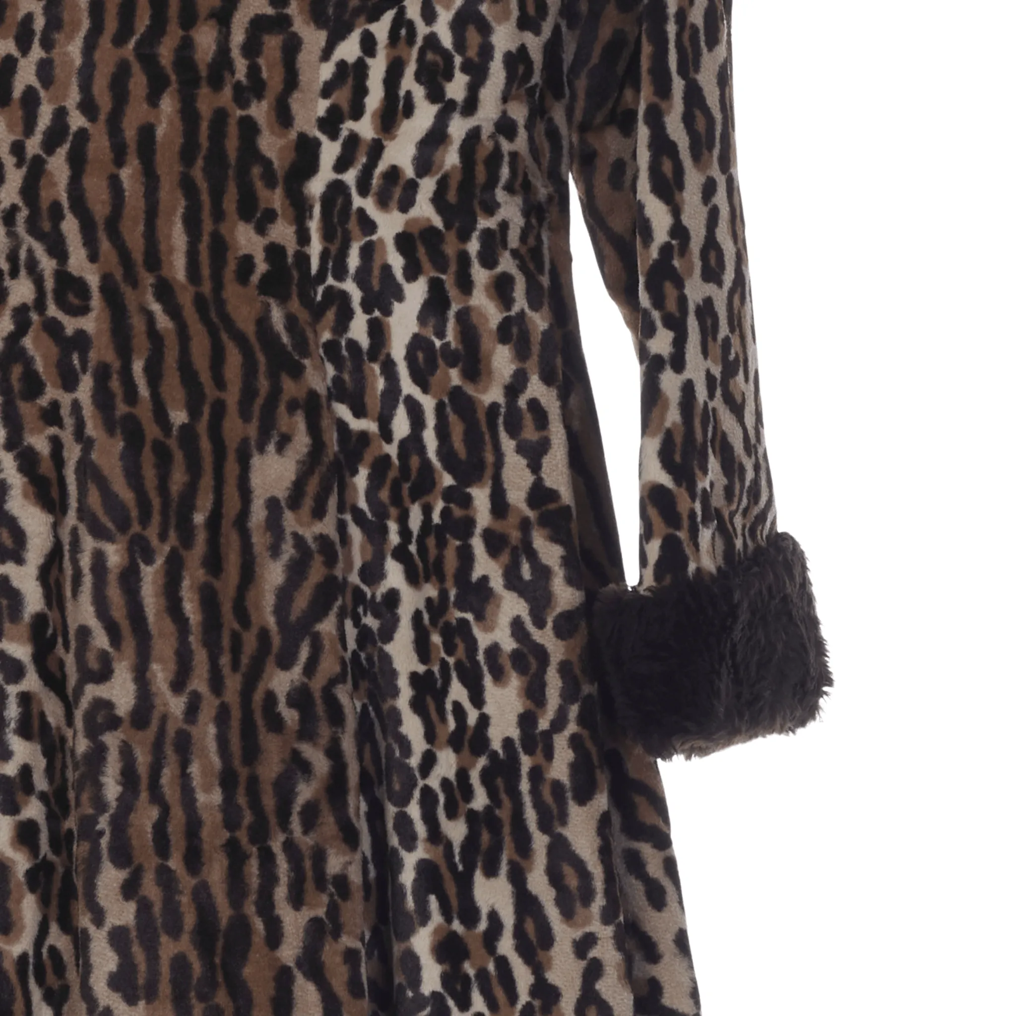 Vintage Faux Fur Leopard Print Long Sleeved Coat UK Size 8.