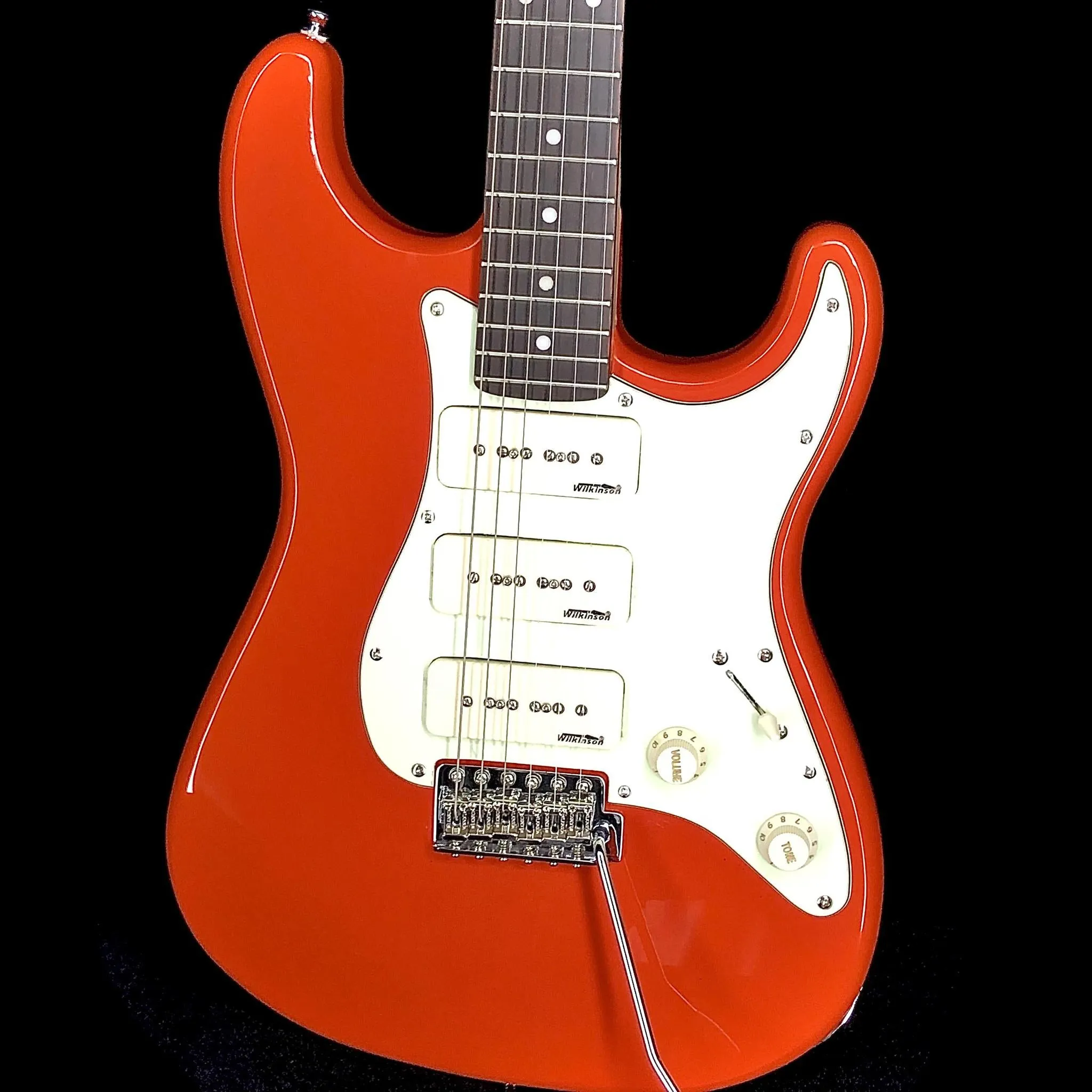 Vintage® V6PFR Electric Guitar Firenza Red