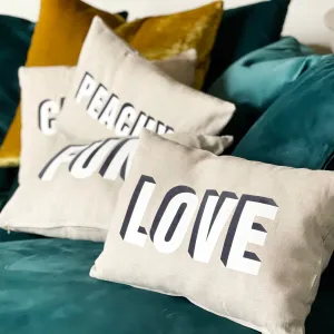 Word Flock And Linen Cushion